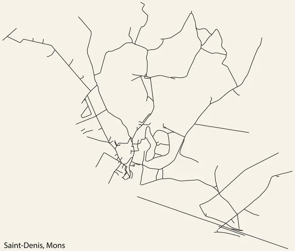 Detailed Hand Drawn Navigational Urban Street Roads Map Saint Denis — Stock Vector