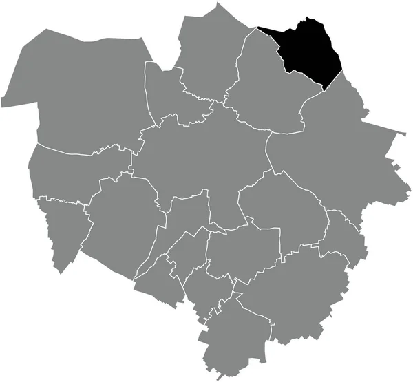 ベルギーのMonsの灰色の行政地図の中にあるSaint Denis地区の黒いフラットブランク強調表示された場所マップ — ストックベクタ