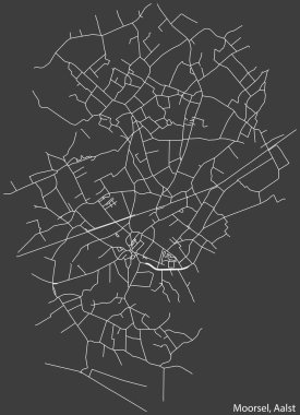 Belçika 'nın AALST kentinin MOORSEL COMUNE haritasının ayrıntılı elle çizilmiş yol haritası ve sağlam arka planda isim etiketi