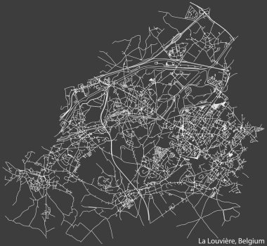 Belçika 'nın Los Angeles LOUVIRE, BELGIUM kentsel yol haritasının ayrıntılı el çizimi yol çizgileri ve klasik arka planda isim etiketi