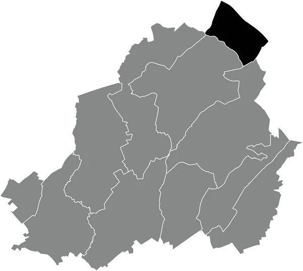 Plano Negro Blanco Resaltado Mapa Ubicación Municipalidad Besonrieux Dentro Del — Archivo Imágenes Vectoriales
