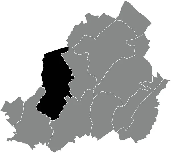 Preto Plano Branco Destaque Mapa Localização Strpy Bracquegnies Municipality Dentro — Vetor de Stock
