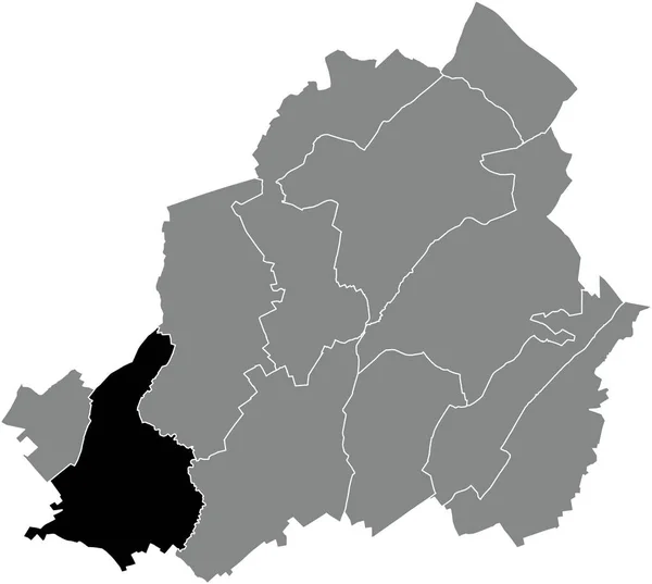 Чорна Плоска Чиста Пляма Виділила Карту Розташування Maurage Municipality Всередині — стоковий вектор