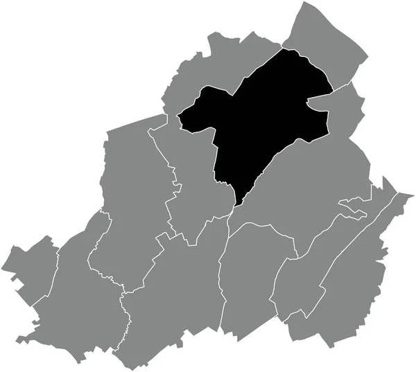 Μαύρο Επίπεδο Κενό Τονισμένο Χάρτη Της Τοποθεσίας Του Δήμου Houdeng — Διανυσματικό Αρχείο