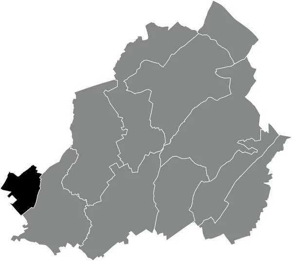Black Flat Blank Highlighted Location Map Boussoit Municipality Gray Administrative — Stock Vector