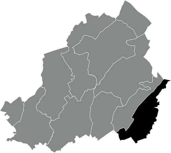 Louvire ベルギーの灰色の行政地図内のHaine Saint Pierreコミュニティの黒いフラットブランクハイライトされた場所マップ — ストックベクタ