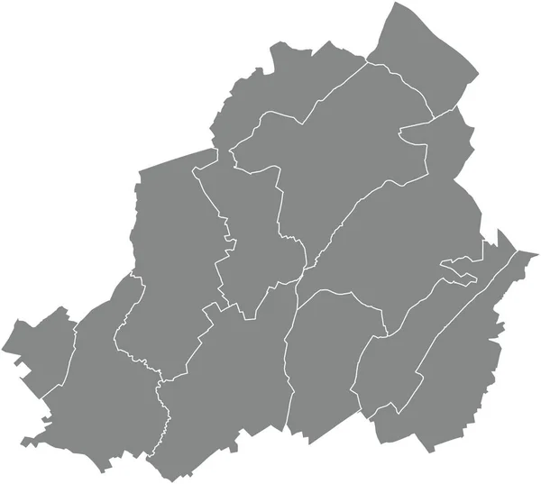 Gry Flat Vector Administrative Map Louvire Belgium White Border Lines — стоковый вектор