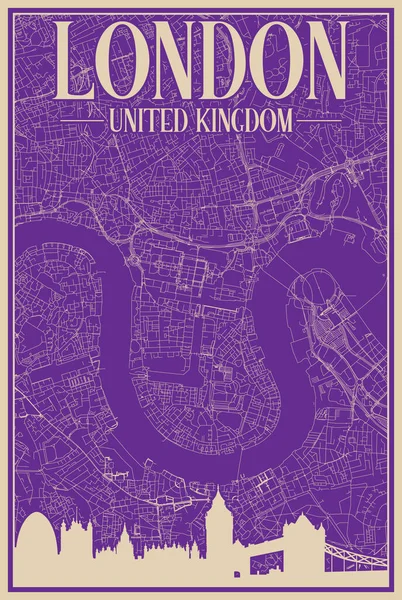 Постер Кольоровими Обрамленими Обрамленнями Центрі Лондона United Kingdom Виділеним Вінтажним — стоковий вектор