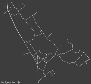 Belçika 'nın KORTRIJK kentinin KOIGEM MÜZİPALİTESİ' nin ayrıntılı el çizimi şehir yolları haritası ve sağlam arka plan üzerinde isim etiketi