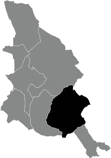 比利时Kortrijk灰色行政地图内Bellegem Municipality的黑色扁平醒目空白位置图 — 图库矢量图片