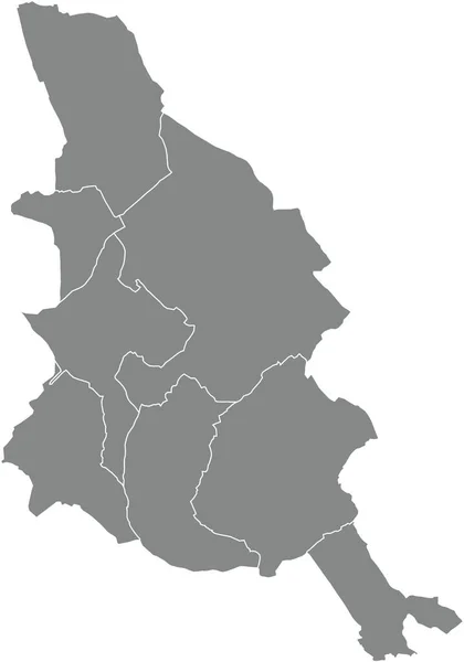 Kortrijk Belgium Szürke Lapos Vektorú Közigazgatási Térképe Települései Fehér Határvonalaival — Stock Vector