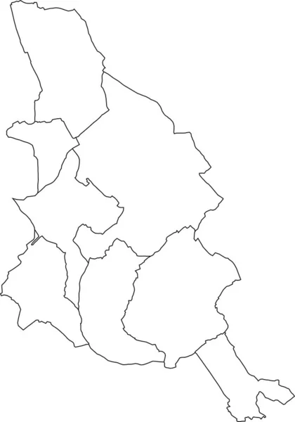 Weiße Flache Vektor Verwaltungskarte Von Kortrijk Belgien Mit Schwarzen Randlinien — Stockvektor