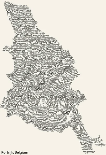 Topograficzna Mapa Reliefu Miasta Kortrijk Belgia Liniowymi Liniami Konturowymi Identyfikatorem — Wektor stockowy