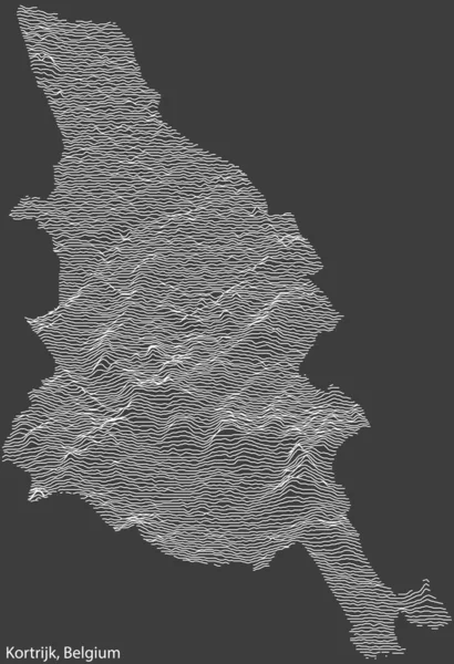 Topographic Relief Map City Kortrijk Belgium Solid Contour Line Name — стоковий вектор