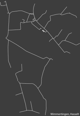 Belçika 'nın HASSELT kentinin WIMMERTINGEN MÜZİPALİTESİ' nin elle çizilmiş yol haritası ve sağlam arka plan üzerinde isim etiketi