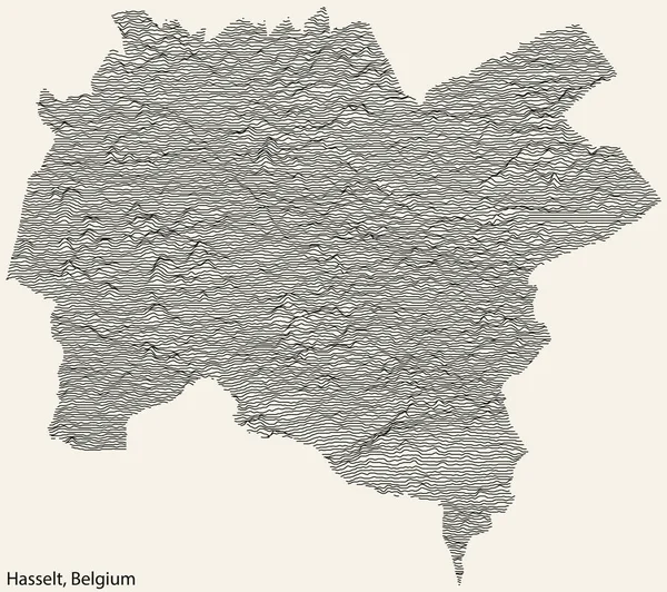 Hasselt Belgium Kentinin Topografik Yardım Haritası Sağlam Dış Hatları Klasik — Stok Vektör