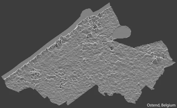 Топографическая Рельефная Карта Города Остенд Бельгия Сплошными Контурными Линиями Табличкой — стоковый вектор