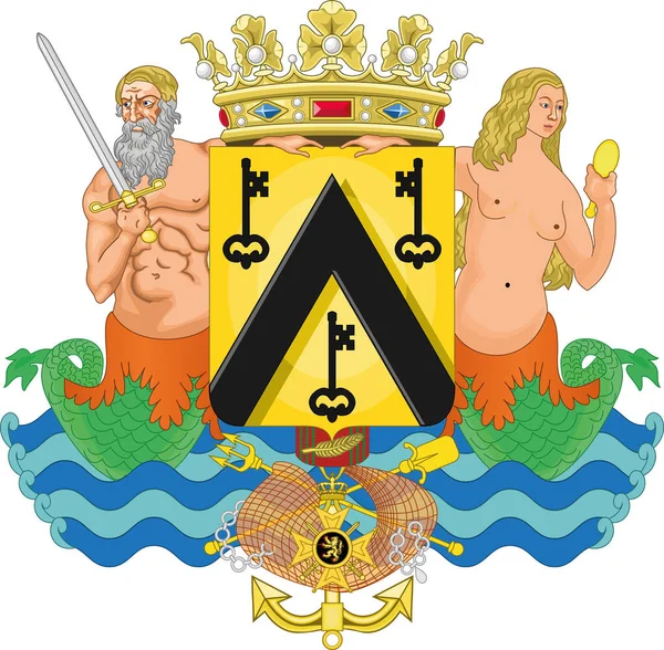 Brasão Armas Oficial Ilustração Vetorial Cidade Belga Ostend Bélgica — Vetor de Stock