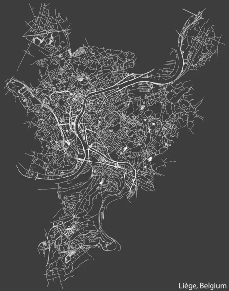 Mapa Detallado Las Carreteras Urbanas Navegación Dibujado Mano Ciudad Belga — Vector de stock