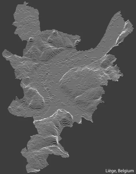 ビンテージの背景にしっかりとした輪郭線と名前のタグを持つベルギーのリージュ市の地形救済マップ — ストックベクタ