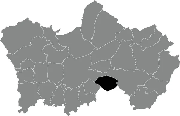 Black Flat Blank Highlighted Location Map Vaulx Municipality Gray Administrative — Stock Vector