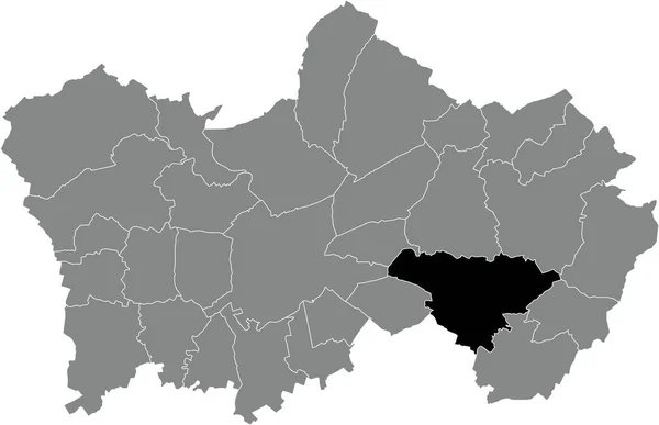 ブラックフラットブランクハイライト表示された場所ツアー内の灰色の行政地図内Gaurain Ramecroixコミュニティの地図 ベルギー — ストックベクタ