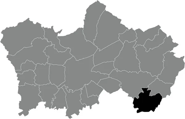 ブラックフラットブランクハイライト表示された場所トゥルネイ ベルギーの灰色の行政地図内のVezonコミュニティのマップ — ストックベクタ