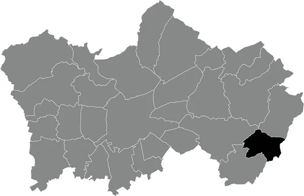 黒のフラットブランクハイライト表示された場所トルコ ベルギーの灰色の行政地図の中のバリー自治体の地図 — ストックベクタ