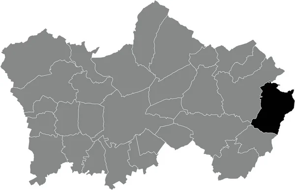 Belçika Nın Gri Tournai Idari Haritasında Maulde Municipality Nin Siyah — Stok Vektör