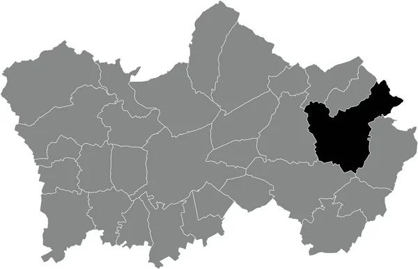 Black Flat Blank Mappa Dettagliata Della Località Beclers Municipality All — Vettoriale Stock