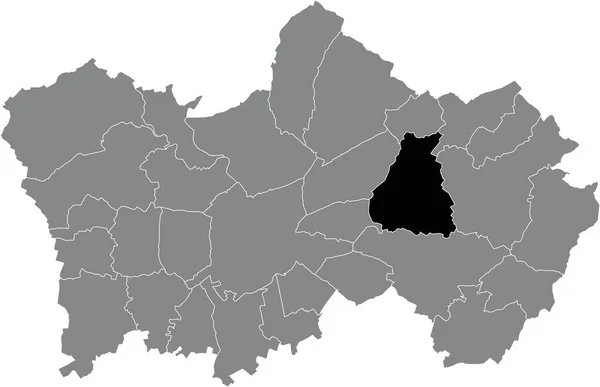 比利时陶勒奈灰色行政地图内的海文市黑色扁平醒目空白位置图 — 图库矢量图片