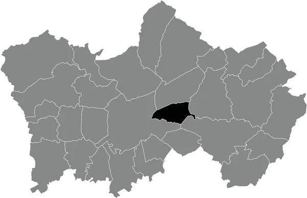 比利时陶勒奈灰色行政地图内的警戒团黑色扁平醒目空白位置图 — 图库矢量图片