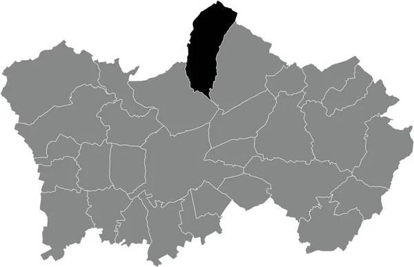 ベルギー トゥルネイの灰色行政地図の中のMont Saint Aubert Unicipalityの黒い平たい空のハイライトされた位置図 — ストックベクタ