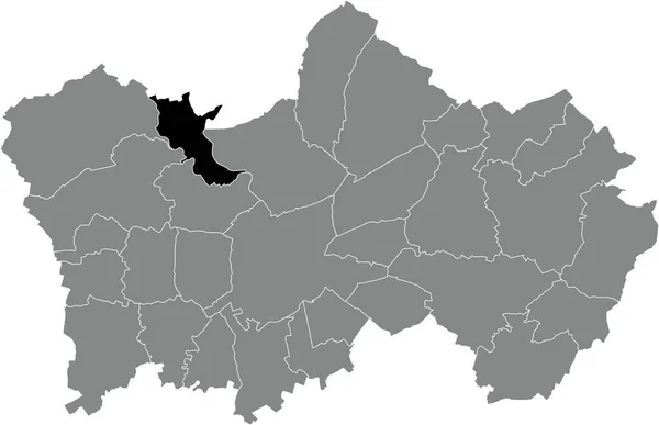 ブラックフラットブランク強調表示された場所の地図Ramengies Chin Municipality社内灰色の行政地図Tournai ベルギー — ストックベクタ