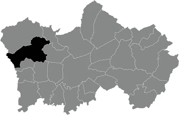 比利时陶勒奈灰色行政地图内的Blandain Municipality黑色扁平醒目空白位置图 — 图库矢量图片