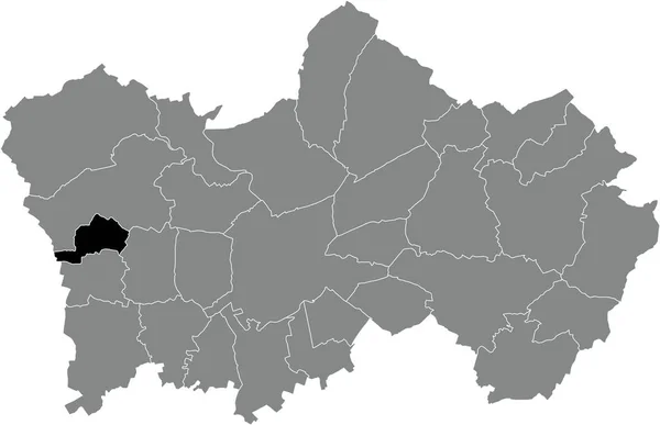 黒のフラットブランクハイライト表示された場所トゥルネイ ベルギーの灰色の行政地図の中のヘルタイン自治体の地図 — ストックベクタ