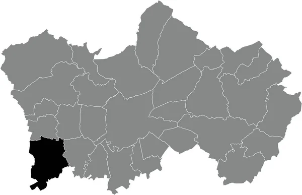 比利时陶勒奈灰色行政地图内Esplechin Municipality的黑色扁平突出显示空白位置图 — 图库矢量图片
