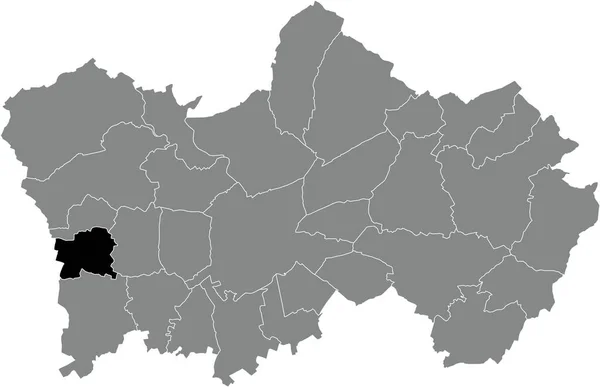 Plano Negro Blanco Resaltado Mapa Ubicación Municipalidad Lamana Dentro Del — Vector de stock