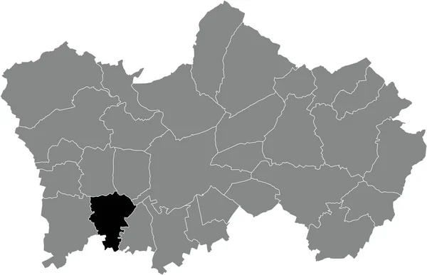 Tournai Belçika Nın Gri Idari Haritasında Froidmont Municipality Nin Siyah — Stok Vektör