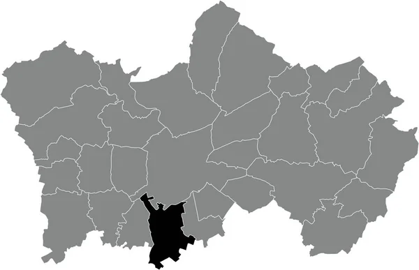 黒のフラットブランクハイライト表示された場所トゥルネイ ベルギーの灰色の行政地図の中のEreコミュニティのマップ — ストックベクタ