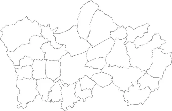 Beyaz Düz Vektör Tournai Idari Haritası Belediyelerinin Siyah Sınır Çizgilerine — Stok Vektör