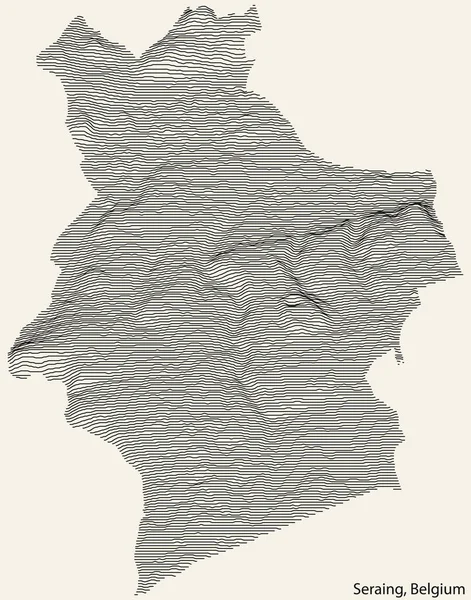 Topografická Reliéfní Mapa Města Seraing Belgie Pevnými Obrysovými Liniemi Jmenovkou — Stockový vektor