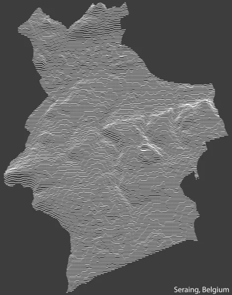 Seraingの都市の地形救援地図 固体輪郭線とヴィンテージの背景に名前のタグを持つベルギー — ストックベクタ