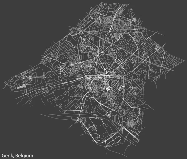 比利时日内瓦市详细的手工绘制的导航城市街道路线图 附有实线和老式背景的名称标签 — 图库矢量图片