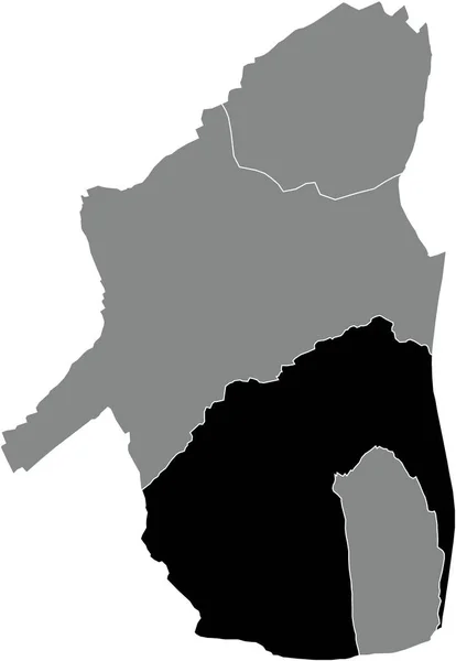 Black Flat Blank Mappa Dettagliata Della Località Rumbeke Municipality All — Vettoriale Stock