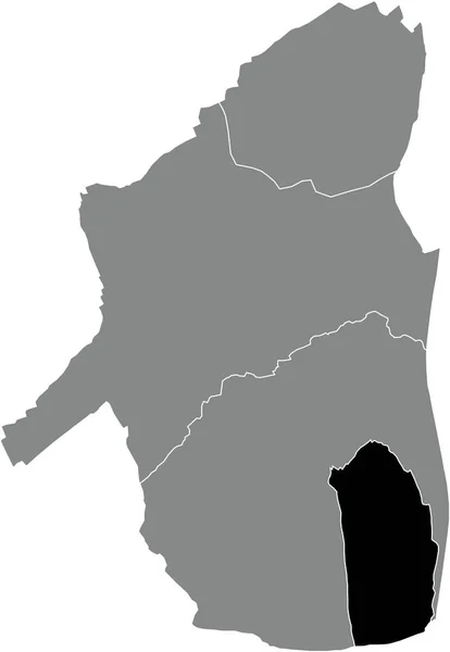 Plano Negro Blanco Resaltado Mapa Ubicación Municipalidad Oekene Dentro Del — Vector de stock