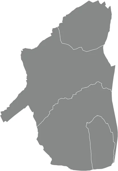 Gri Düz Vektör Idari Roulers Haritası Belediyelerinin Beyaz Sınır Çizgilerine — Stok Vektör