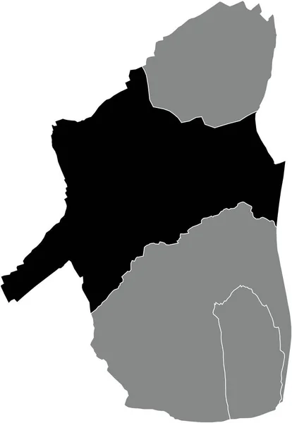Černá Plochá Prázdná Zvýrazněná Mapa Lokality Rychlosti Municipality Uvnitř Šedé — Stockový vektor