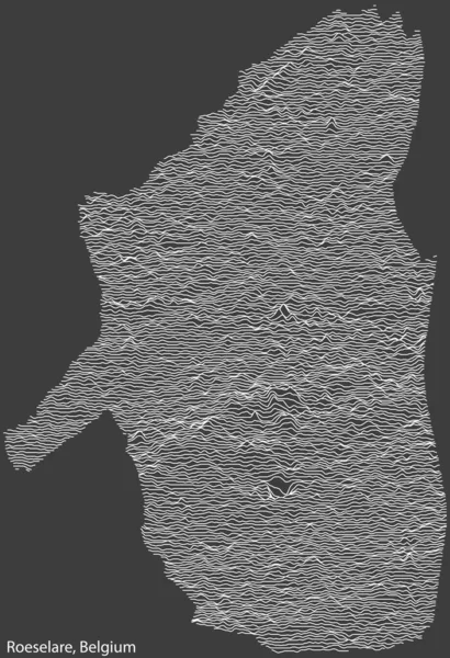 Карта Рельєфу Міста Roulers Belgium Твердими Контурними Лініями Тегом Старовинному — стоковий вектор