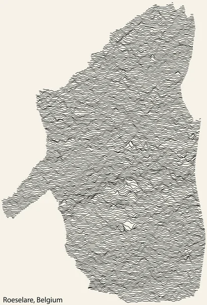 Topografická Reliéfní Mapa Města Roulers Belgie Pevnými Obrysovými Liniemi Jmenovkou — Stockový vektor